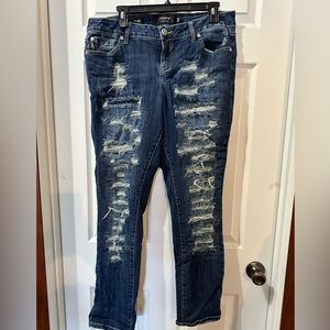 TORRID, SIZE 14 - BOYFRIEND DISTRESSED JEANS